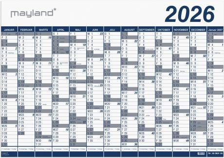 Kæmpekalender 1x13 mdr. PP-plast 2026 (i plastpose) 26065100