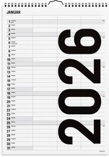 Familiekalender Black and white 3 kol. 2026