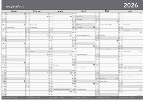 Basic kontorkalender m/whiteboard-funktion A2 2026