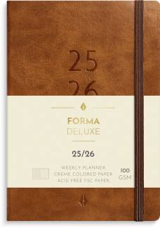 Studie A6 Forma Deluxe ugekalender tværf. brun kunstskind 2025/2026