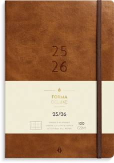 Studie A5 Forma Deluxe ugekalender tværf. brun kunstskind 2025/2026