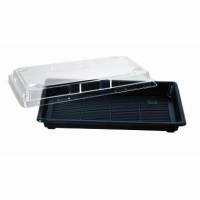 Sushibakke 600 ml 240x150x40 mm PS Sort/Klart l&aring;g