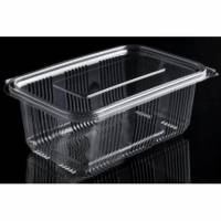 Plastb&aelig;ger Catersource 1000 ml 97x165x70 mm firkantet h&aelig;ngslet l&aring;g RPET Klar