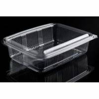 Plastb&aelig;ger Catersource 1250 ml 140x195x60 mm firkantet h&aelig;ngslet l&aring;g RPET Klar