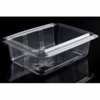 Plastb&aelig;ger Catersource 1500 ml 140x195x70 mm firkantet h&aelig;ngslet l&aring;g RPET Klar