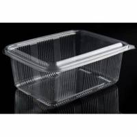 Plastb&aelig;ger Catersource 2000 ml 140x195x90 mm firkantet h&aelig;ngslet l&aring;g RPET Klar