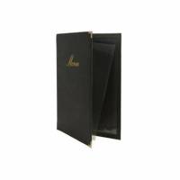 Menu Kortholder A4 Securit klassisk viser 4 A4 sider L&aelig;deromslag Sort