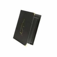 Menu Kortholder Vin A4 Securit viser 4 A4 sider L&aelig;deromslag Sort