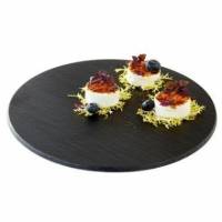 Serveringplade Melamin &Oslash;30x1 cm Skiferlook sort