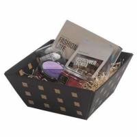 Gavekurv 255x255x115mm lille sort med kvadrater