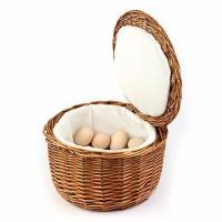 Kurv &Oslash;26x17 cm med Stofindsats Rattan Flet Brun til &AElig;g