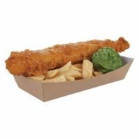 Pommes Frites Bakke XL L220/190xB115/85xH45mm Pap/Plast Brun/Hvid