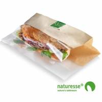 Sandwichpose 230x140x30 mm Papir/PLA Brun/Klar