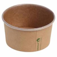 Isb&aelig;ger 240 ml 8 oz &Oslash;96x52 mm kraft pap PLA bionedbrydelig Brun
