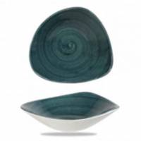 Sk&aring;l trekantet Stonecast Patina 60cl &Oslash;23.5 cm. Porcel&aelig;n Rustik Bl&aring;gr&oslash;n