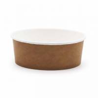 Salatsk&aring;l rund 550 ml &Oslash;143 mm H52 mm brun/hvid pap med PE