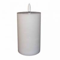 LED bloklys 7.5x10 cm med 3D flamme Hvid