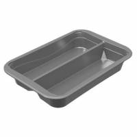 Plastbakke 2-rum C2294-2A 294x193x45 mm med B&aelig;regreb CPET S&oslash;lv med Sort yderside