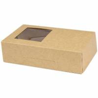 Kage&aelig;ske/Sushi&aelig;ske h&aelig;ngslet l&aring;g L180xB110xH50mm pap med PE og rude i siden brun