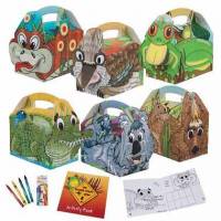 B&oslash;rnemenu&aelig;ske Animal med bog og farvekridt