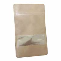 Doypack pose med vindue 500 ml 130x65x225 mm brun kraft med PET