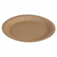 Paptallerken flad rund 230mm Kraft Brun