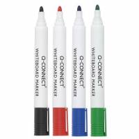 Whiteboard marker Q-connect Bl&aring; R&oslash;d Sort Gr&oslash;n Rund spids 2-3 mm