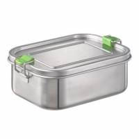 Madkasse med rumindeler og silikoneforsegling 0,8L 13.5x18.5x6.5cm rustfri st&aring;l