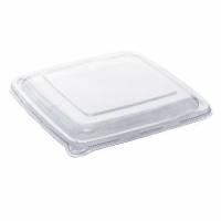 Plastl&aring;g firkantet 230x230 mm klar RPET til bagasse sk&aring;l