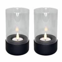 Lysestage Hurricane rund L7.5xB7.5xH13.7cm sort til fyrfadslys