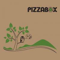 Pizza&aelig;ske TWK/242/E Model C L26xB26xH3cm brun med tryk Pizzabox