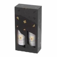 Vinkarton L16.4xB8.5xH36cm Pap med vindue sort til 2 flasker
