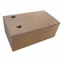 Take away boks 230x140x90 mm Brun/hvid m/lufthuller uden indl&aelig;g