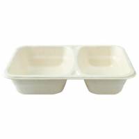 Bakke 2-rum Firkant 640/465ml L227xB178xH45mm Tr&aelig;fibermasse Bionedbrydelig Hvid