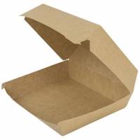 Burgerboks L195xB150xH80mm Kraft Med h&aelig;ngslet l&aring;g Brun