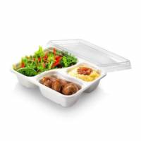 Bakke 3-rum 400/200/150ml L227xB178xH45mm Menubakke Bagasse Hvid