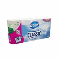 Toiletpapir Ooops! Classic Sensitive 3-lags &Oslash;10.6cm L15.8mxB9.3cm Nyfiber Hvid