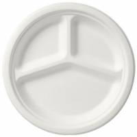 Tallerken &Oslash;26cm 3-rum Bagasse Hvid
