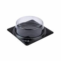 Bakke Kageboks 120x120 mm &Oslash;116x35 mm Firkantet med Rundt l&aring;g APET Sort/Klar