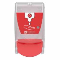 Dispenser SCJP Sanitise Manuel gennemsigtig/r&oslash;d til 1ltr patron