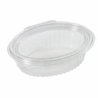 Salatbakke Clearshow 250 ml 150x112x45 mm oval h&aelig;ngslet l&aring;g RPET Klar