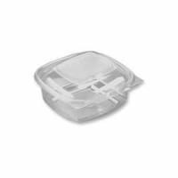 Plastbakke SquarePac 250 ml 130x127x40 mm H&aelig;ngslet l&aring;g APET Klar