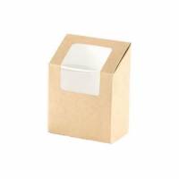 Wrapbox 130x90x50mm med Vindue Karton med PLA Brun