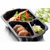 Bakke 3-rum Takeaway 1/4 GN 250x159x48 mm MIN PP Sort