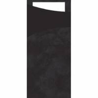 Sachetto 8.5x20cm Sort med hvid Serviet