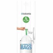 Affaldspose til Brabantia 23/30 ltr G Hvid med grøn snoreluk 12 ruller
