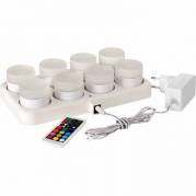 LED lys 8 lys og 1 oplader med fjernbetjening og farveskift 13 timer