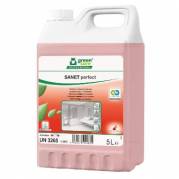 Sanitetsrengøring sur Sanet Perfect Blomstermærket afkalker m parfume 5 ltr Rød