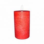 LED bloklys 7.5x12 cm med 3D flamme R&oslash;d