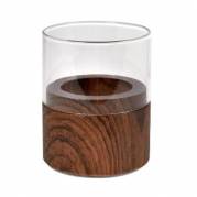Lysholder Duni glas til LED 61x70 mm model Neat Tr&aelig; M&oslash;rk Brun